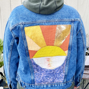 quilted back of a jean jacket