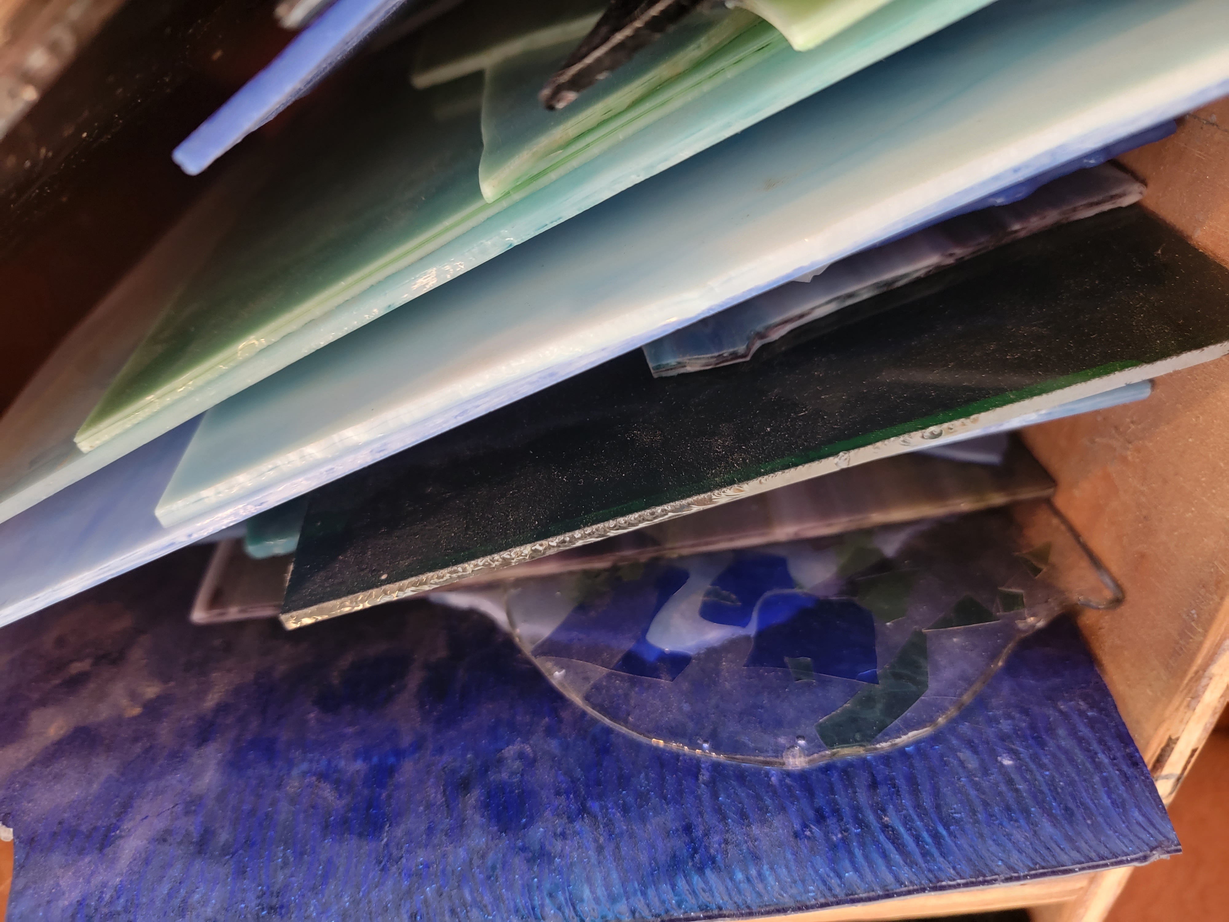 Glass pieces at SDCC blue and green