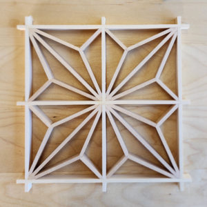 close up of Japanese Kumiko woodworking technique at San Diego Craft Collective