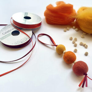 wool felted ball diffusers with ribbon
